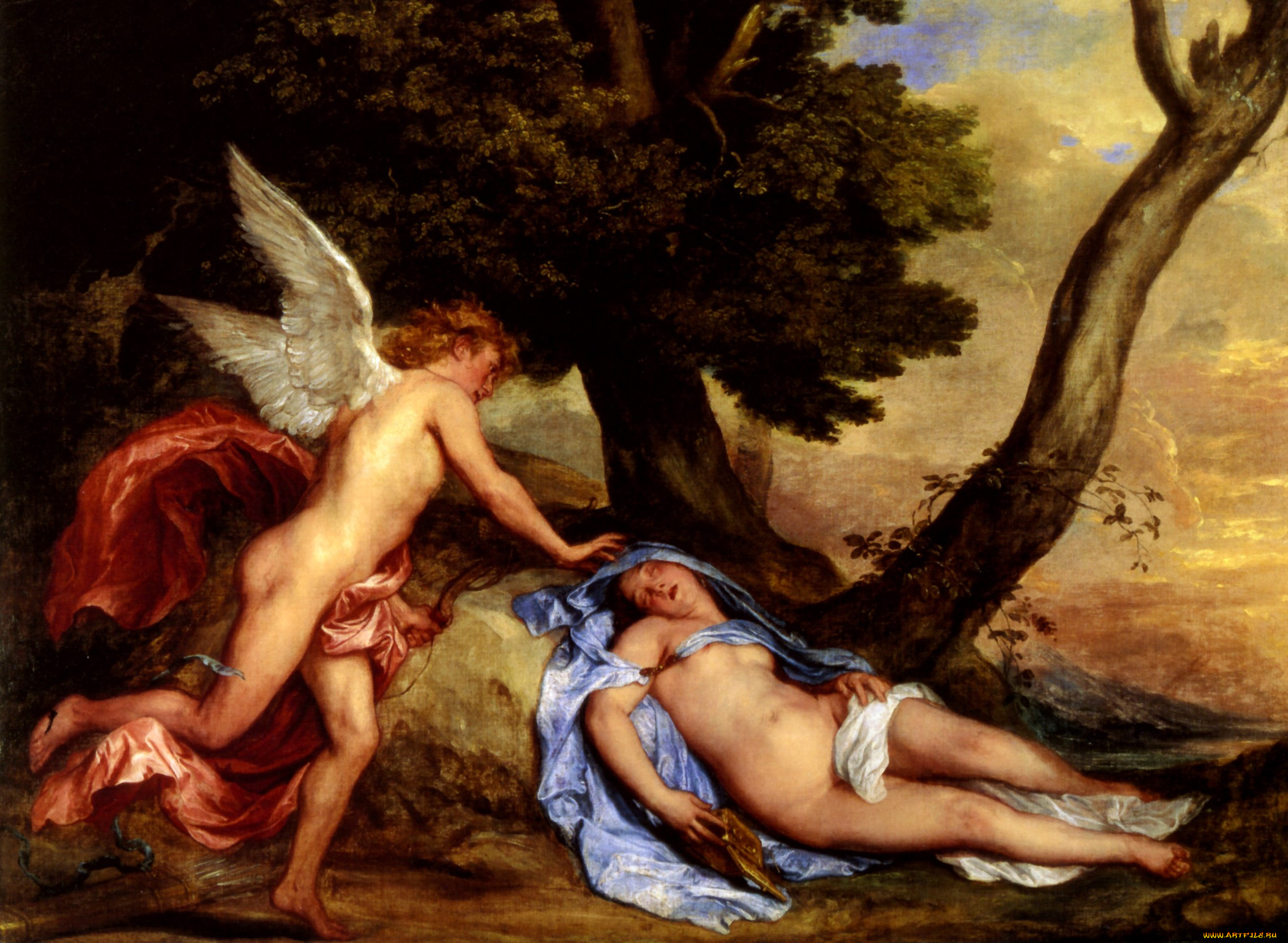 cupidon et psyche huile sur toile, , antoine van dyck, , , 